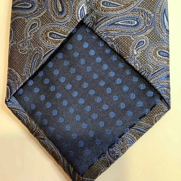 PERRY ELLIS Brown & Blue Paisley Woven Silk Tie - Picture 6 of 11